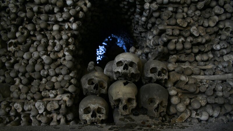 Skulls and Bones in Tunnel