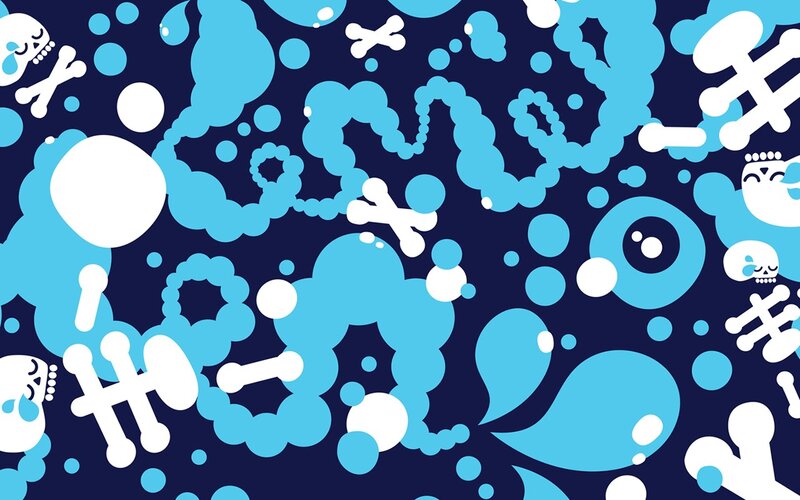 Skulls and Bones Pattern — Blue