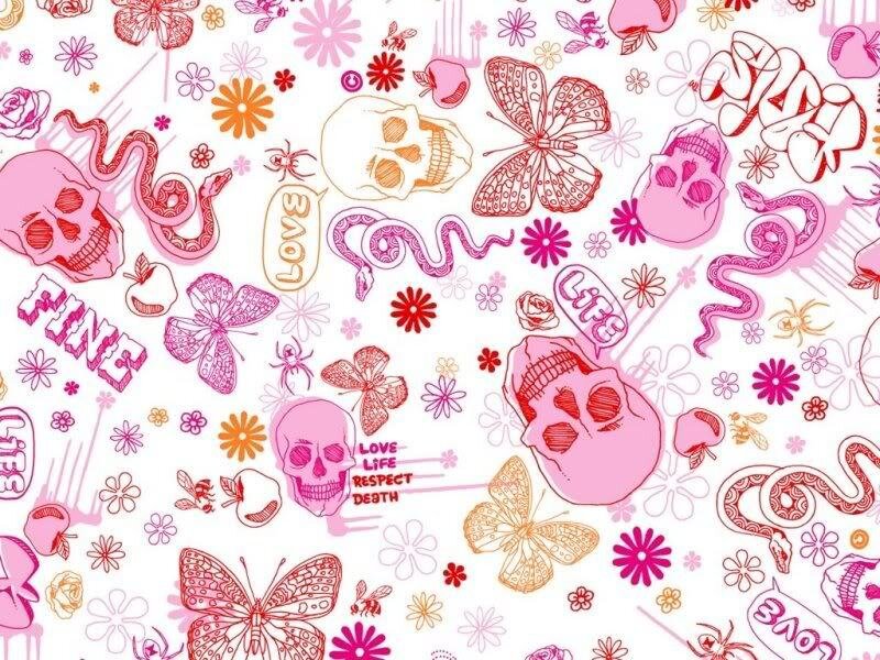 skulls and butterflies pattern