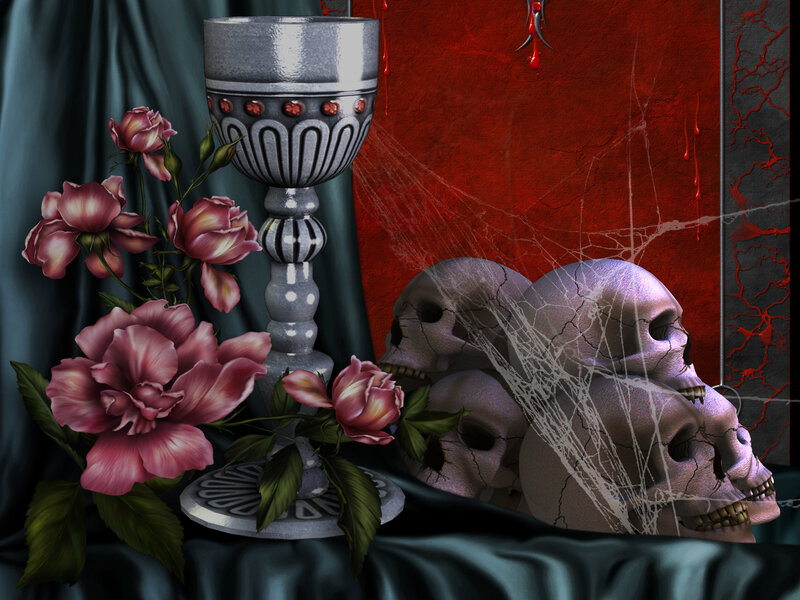 Skulls and Roses with Chalice