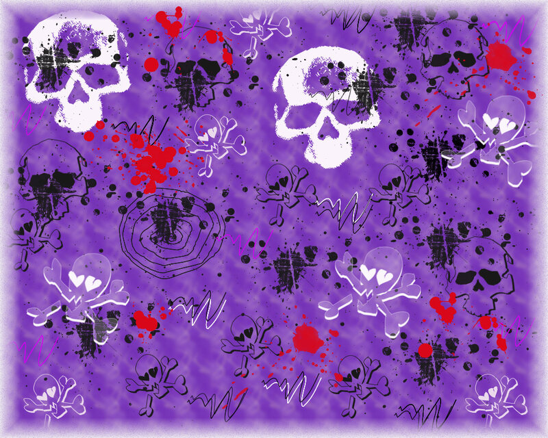 skulls and splatters on purple