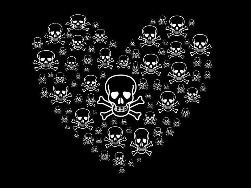 Skulls forming a heart shape