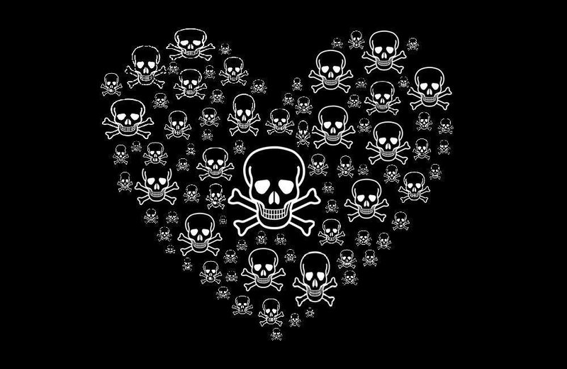 skulls forming a heart