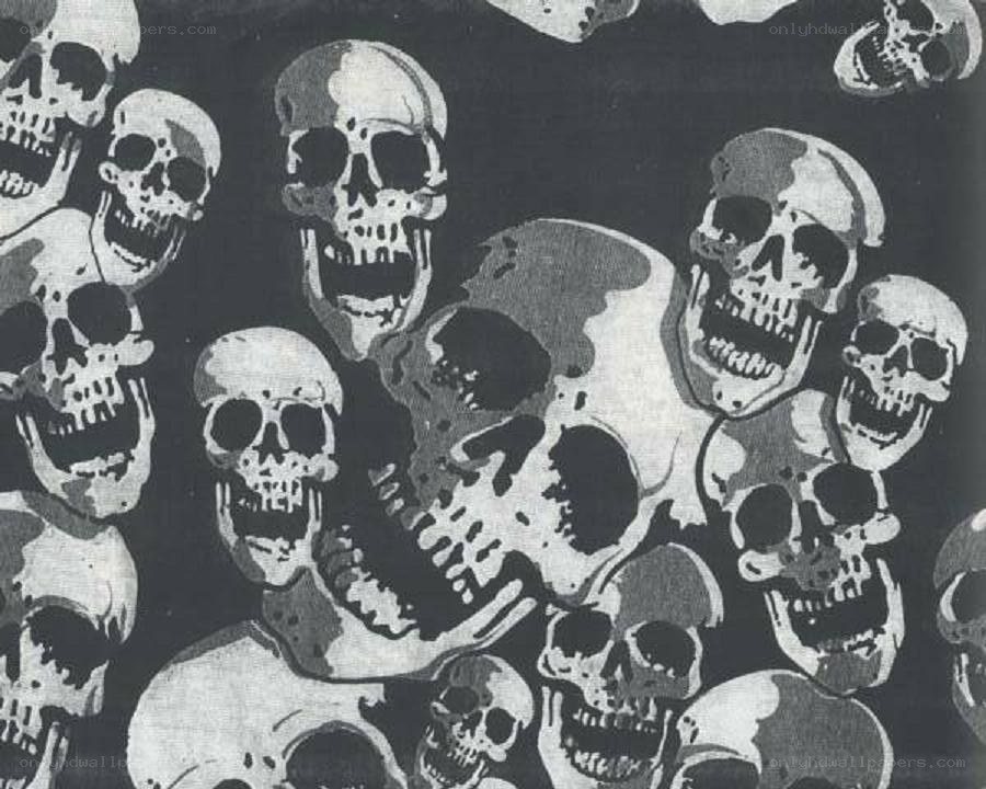 skulls in a dark pattern