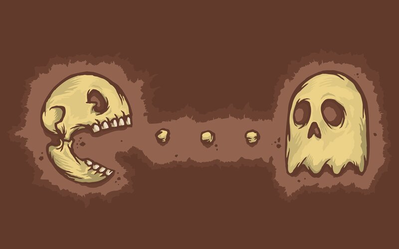 skulls in a tunnel