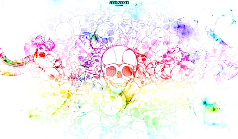 Skulls in Colorful Pattern