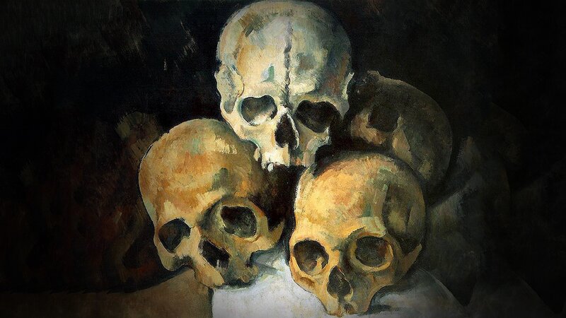 skulls in dark setting