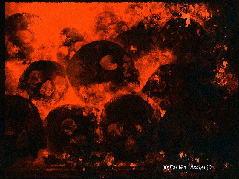 Skulls in Fiery Scene