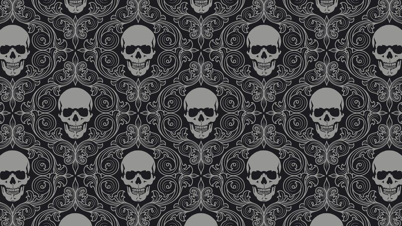 Skulls in Ornate Pattern — Black, Gothic