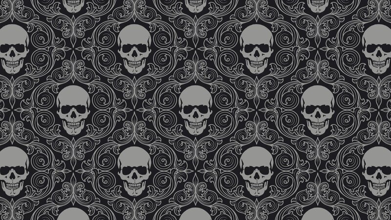 Skulls in Ornate Pattern — Black