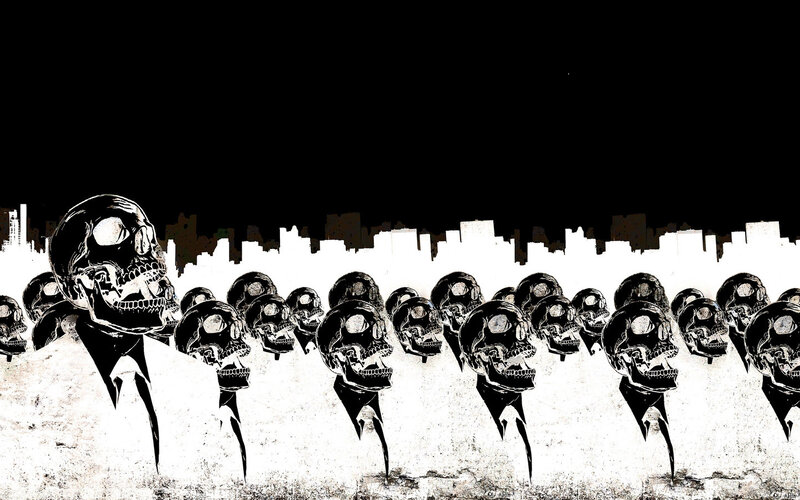 Skulls in Suits — Black, Dark, Night, Illustration