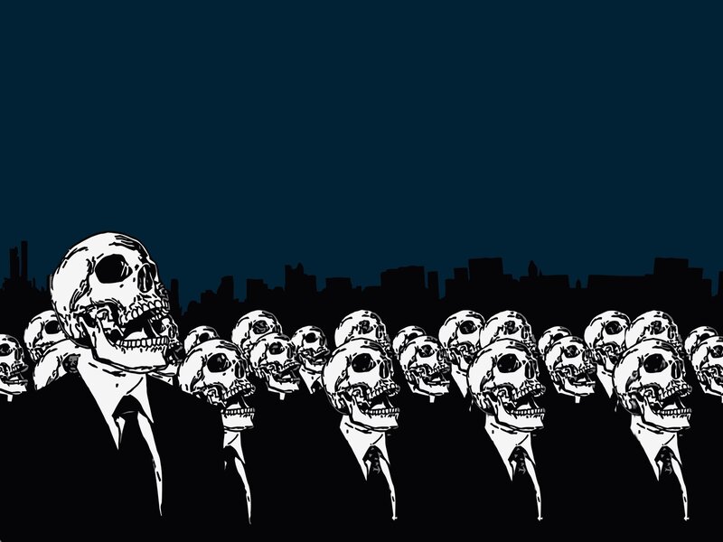 Skulls in Suits — Black, Dramatic, Night