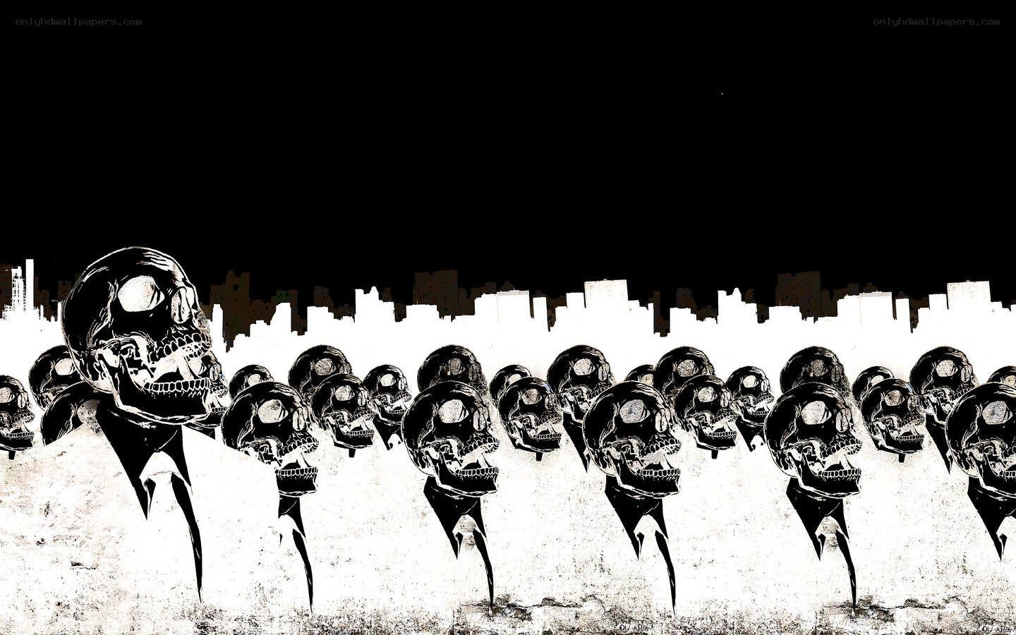 skulls in suits marching