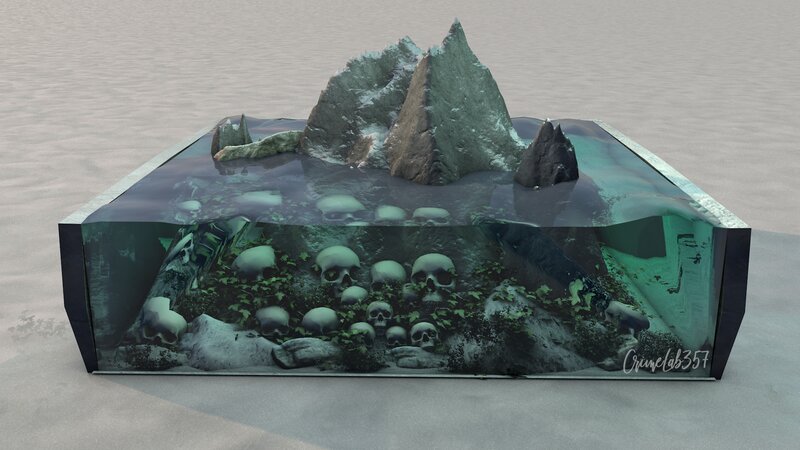 Skulls in Underwater Scene