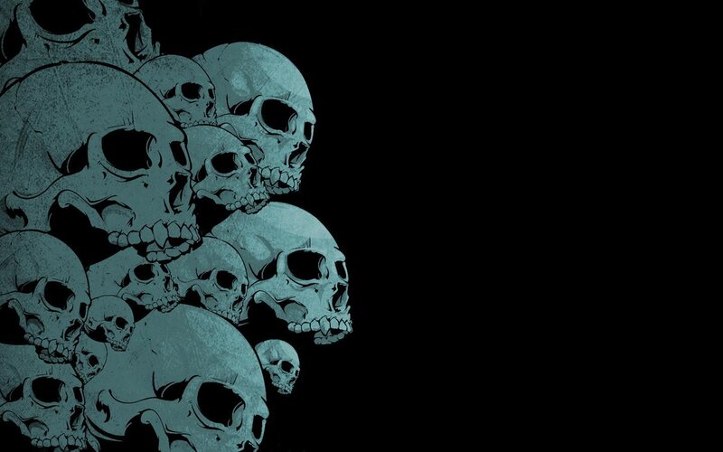 skulls on black background