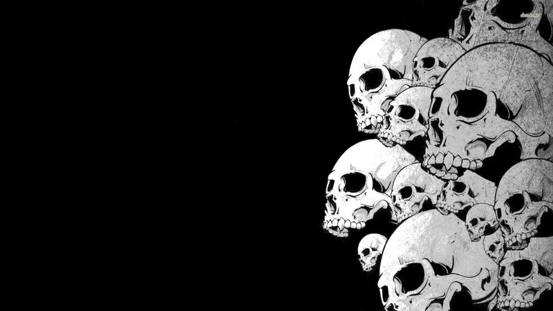 skulls on black background