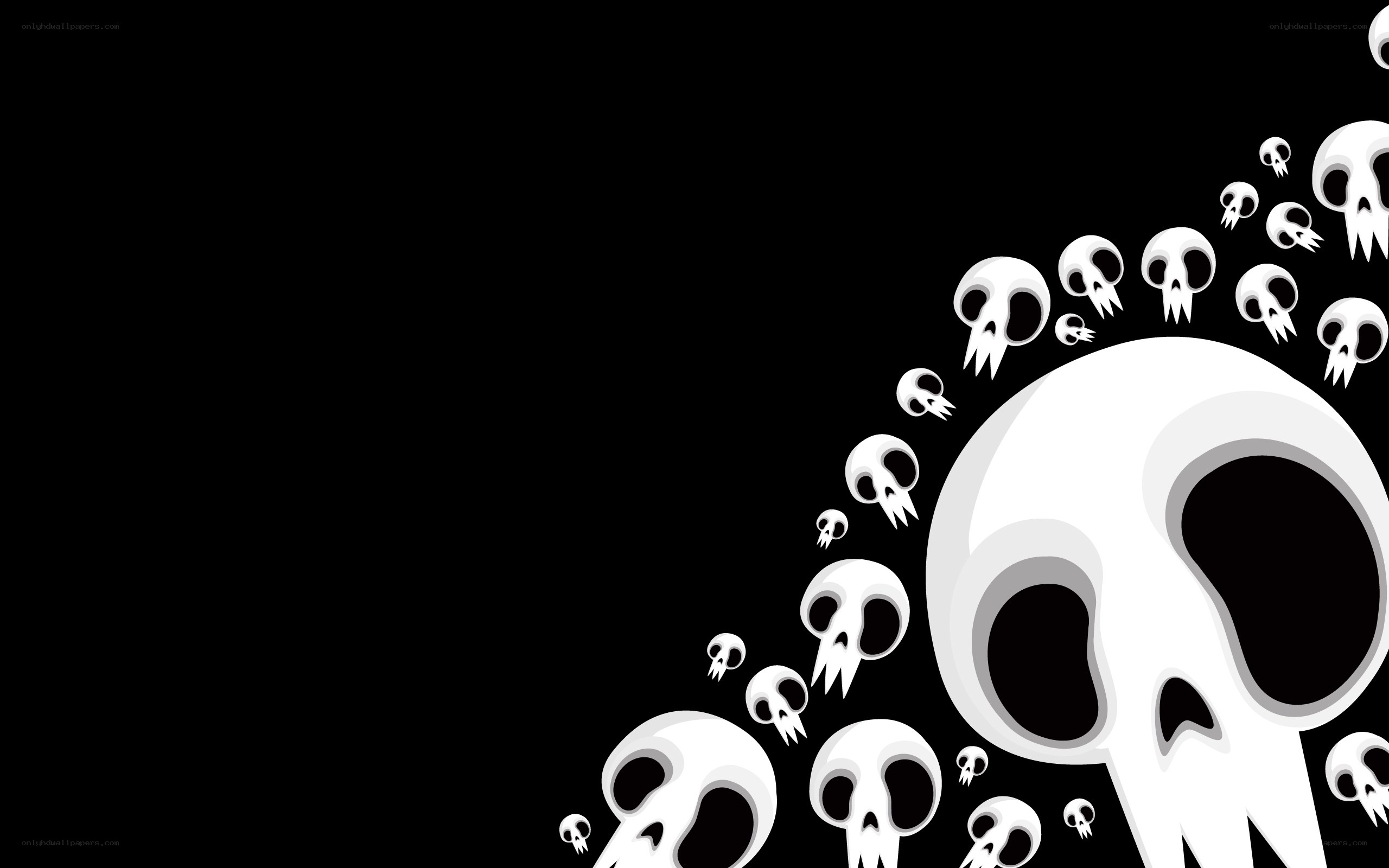 skulls on black background