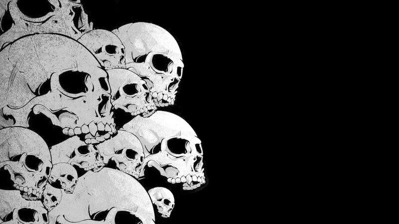skulls on black background