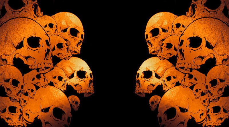 skulls on black background