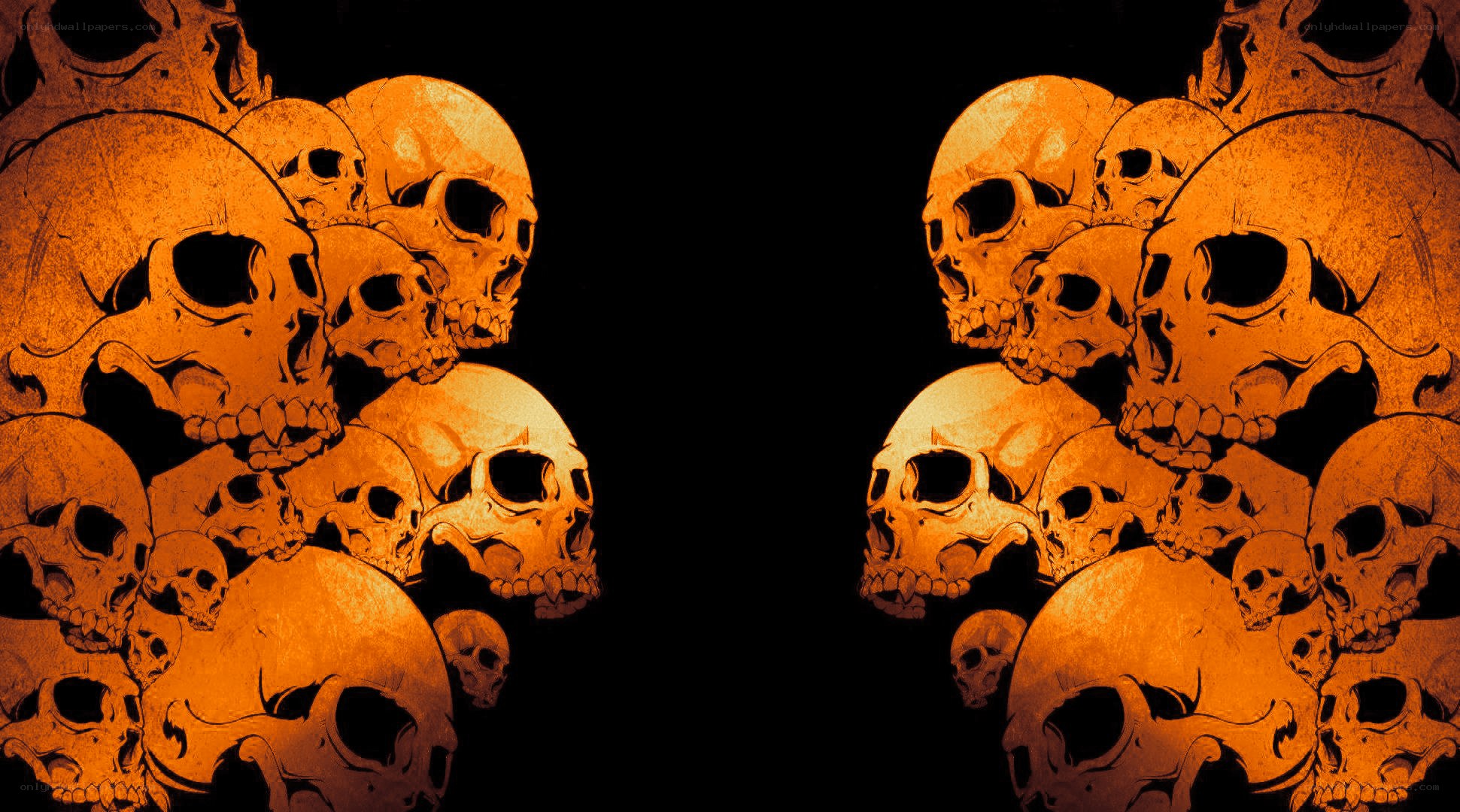 skulls on black background