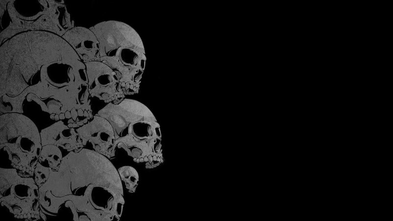 skulls on black background
