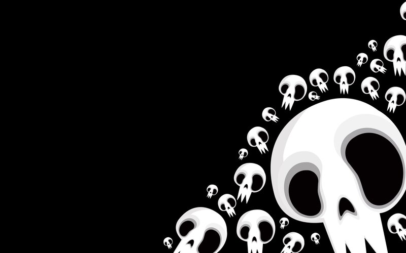 Skulls on Black Background — Dark