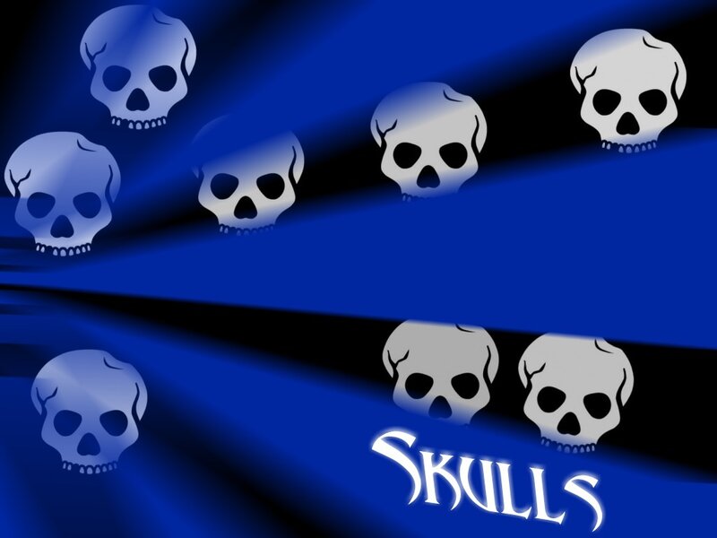 Skulls on blue background