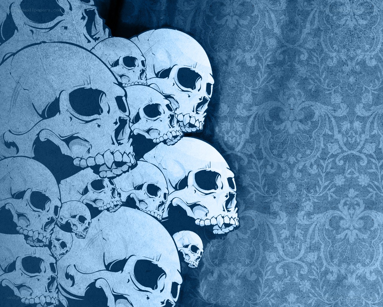skulls on blue pattern