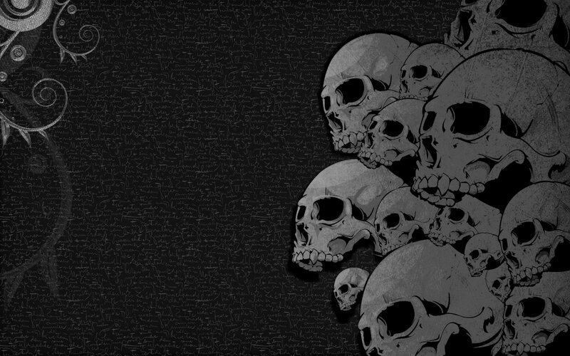 skulls on dark background