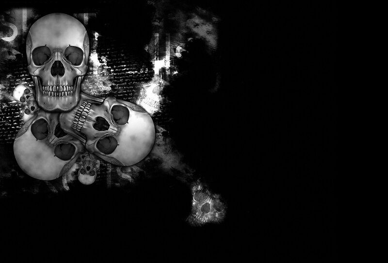 Skulls on Dark Background — Black