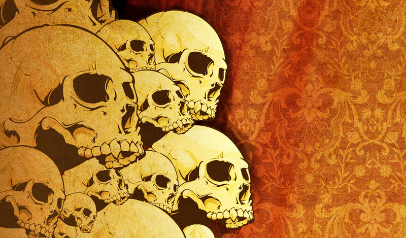 skulls on ornate background
