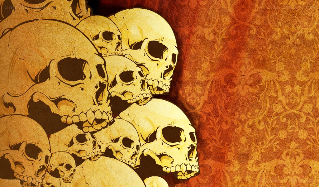 skulls on ornate background