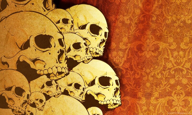 skulls on ornate background