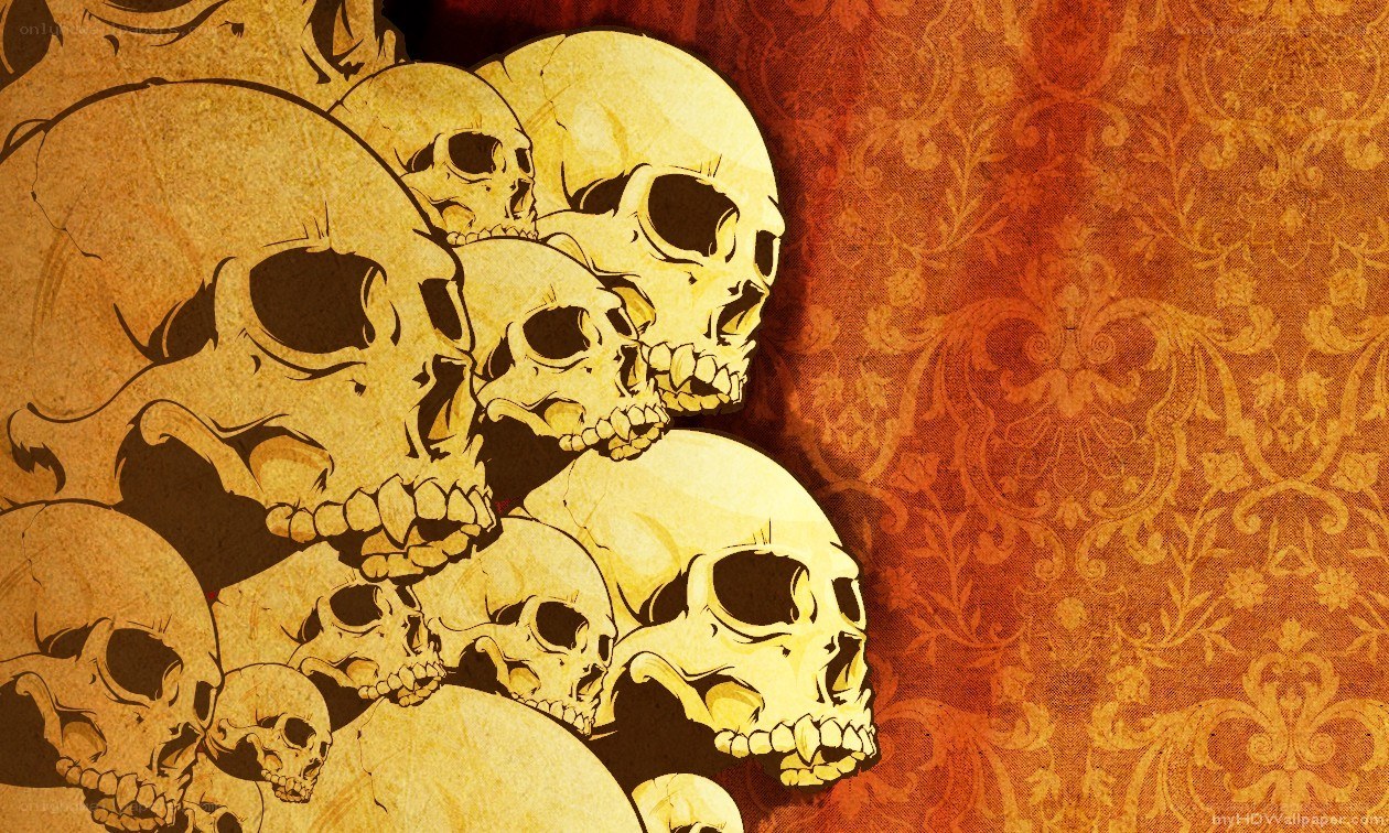 skulls on ornate background