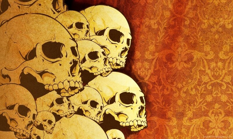 skulls on ornate background
