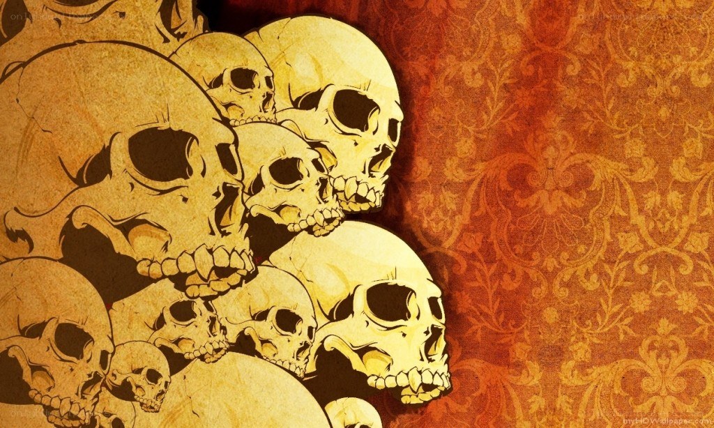 skulls on ornate background