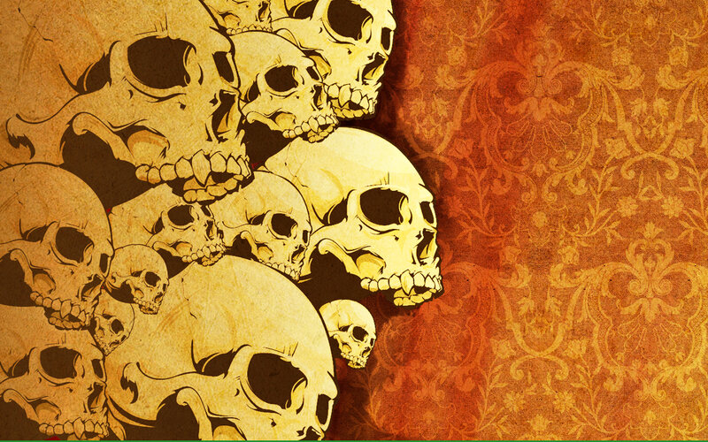 skulls on ornate background