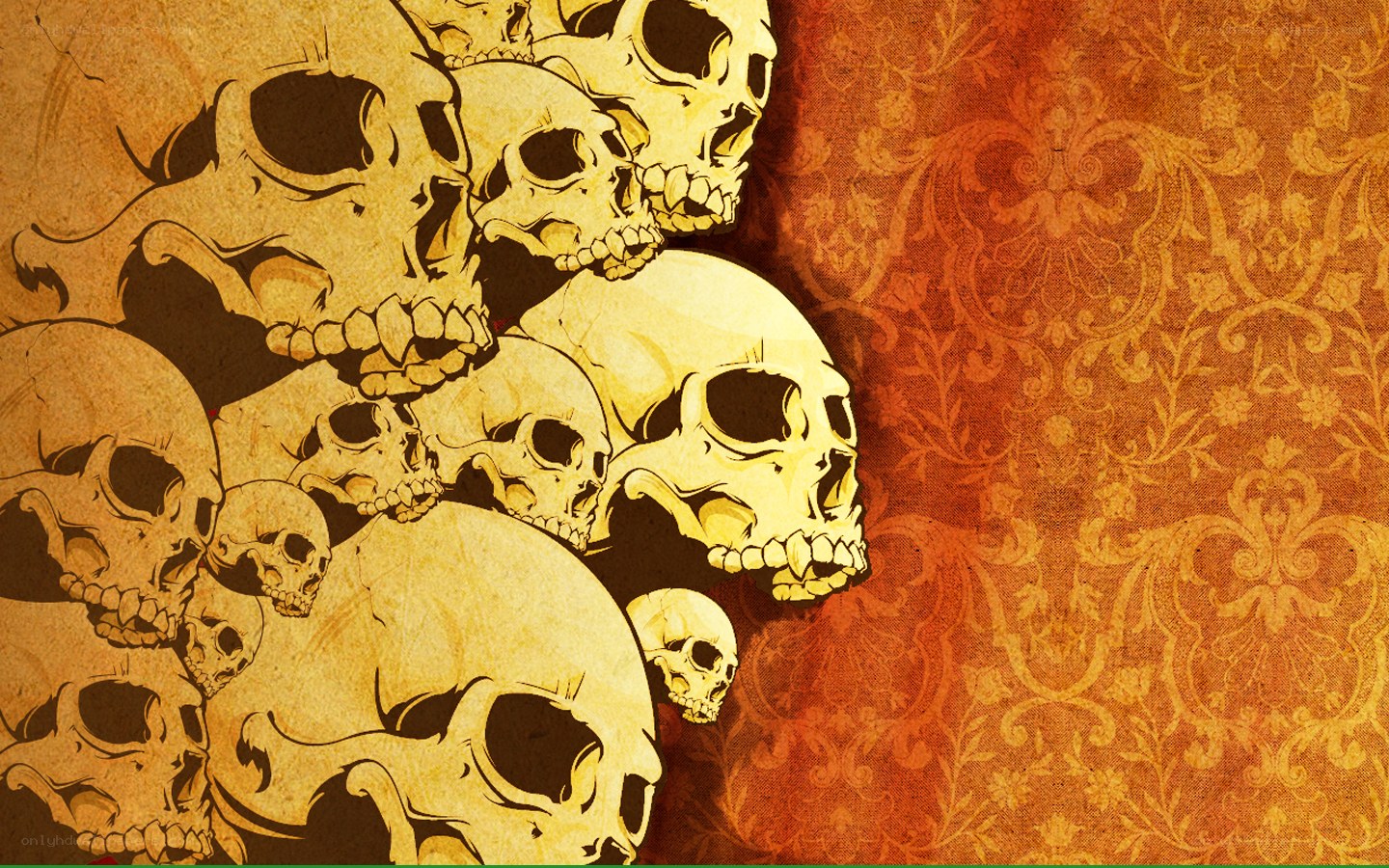 skulls on ornate background