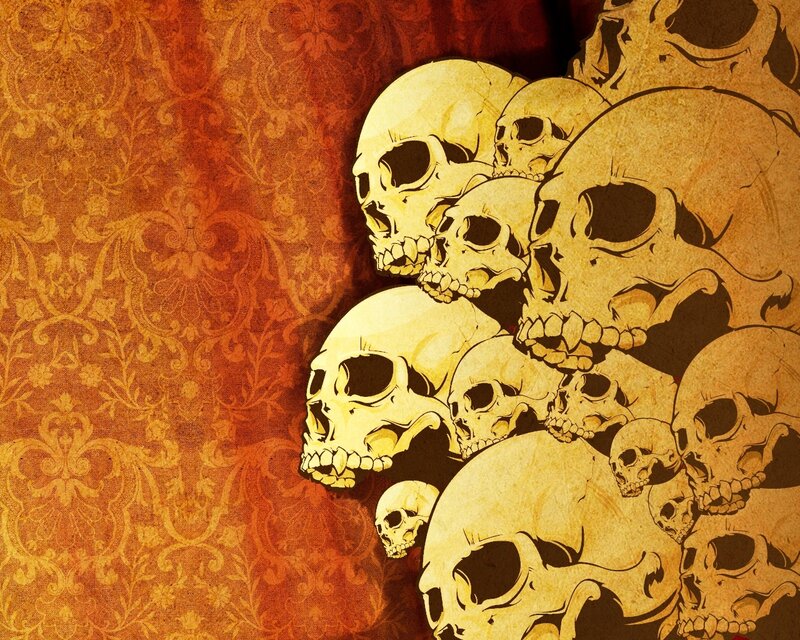 skulls on ornate background