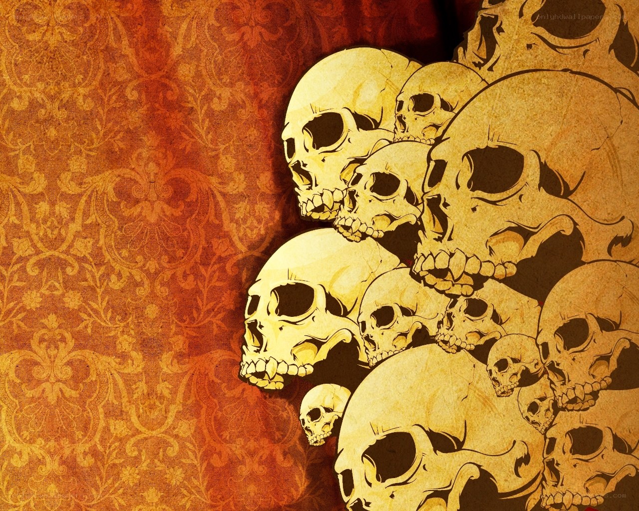 skulls on ornate background