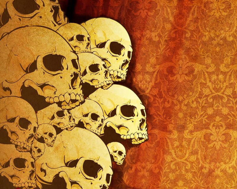 skulls on ornate background
