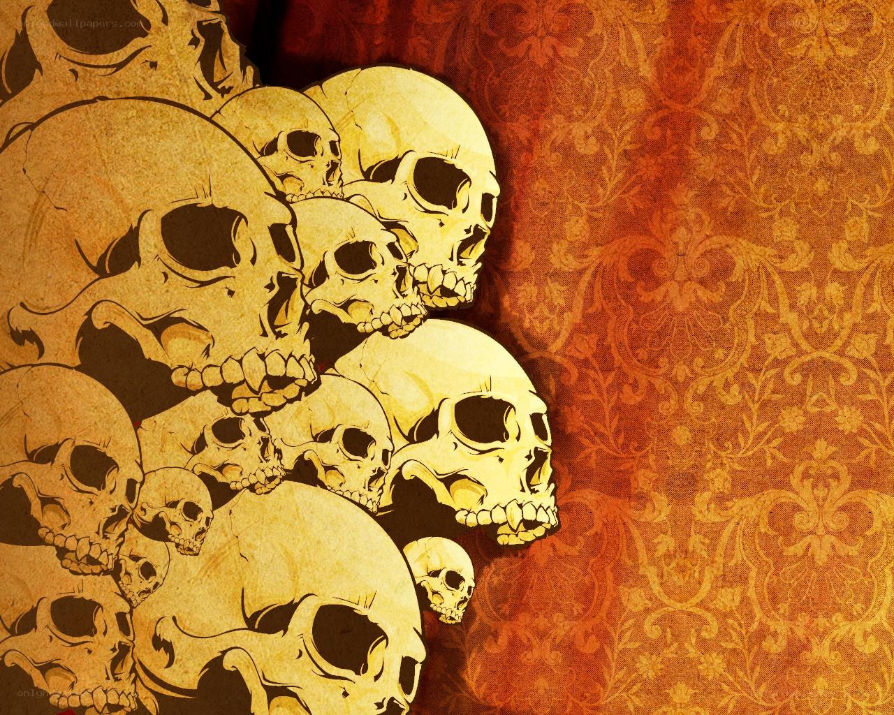 skulls on ornate background