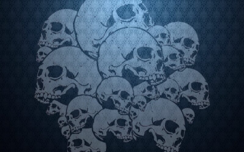 skulls on patterned background