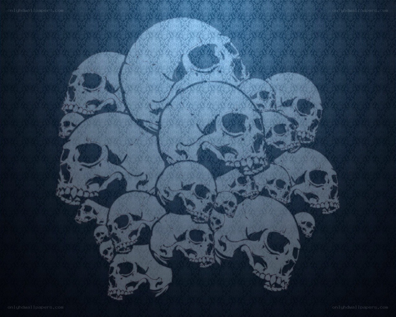 skulls on patterned background