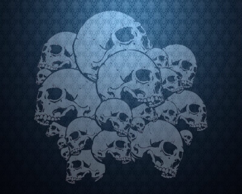 skulls on patterned background