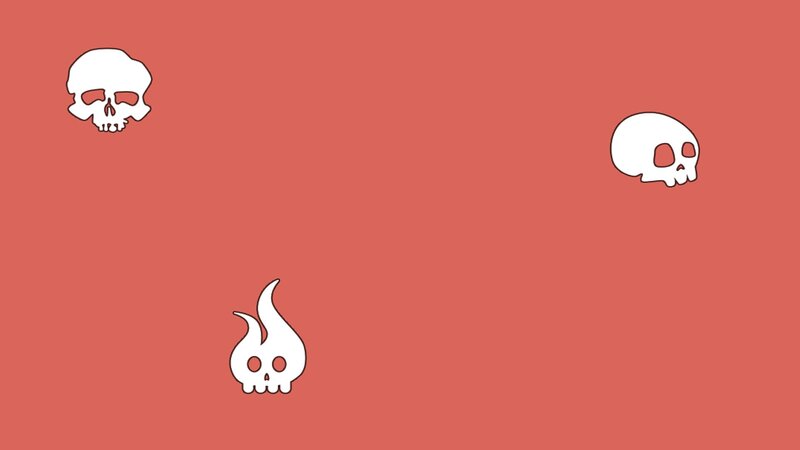 Skulls on Red Background — Playful