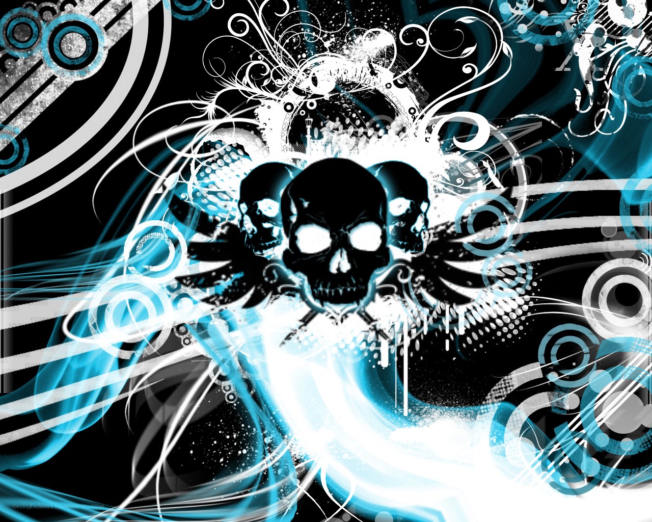 skulls with blue energy