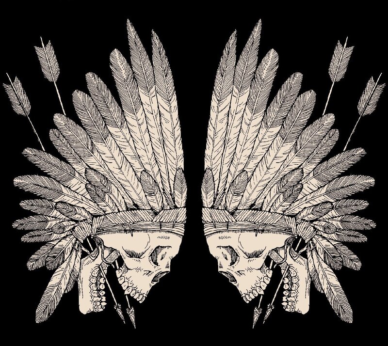 Skulls with Feather Headdresses