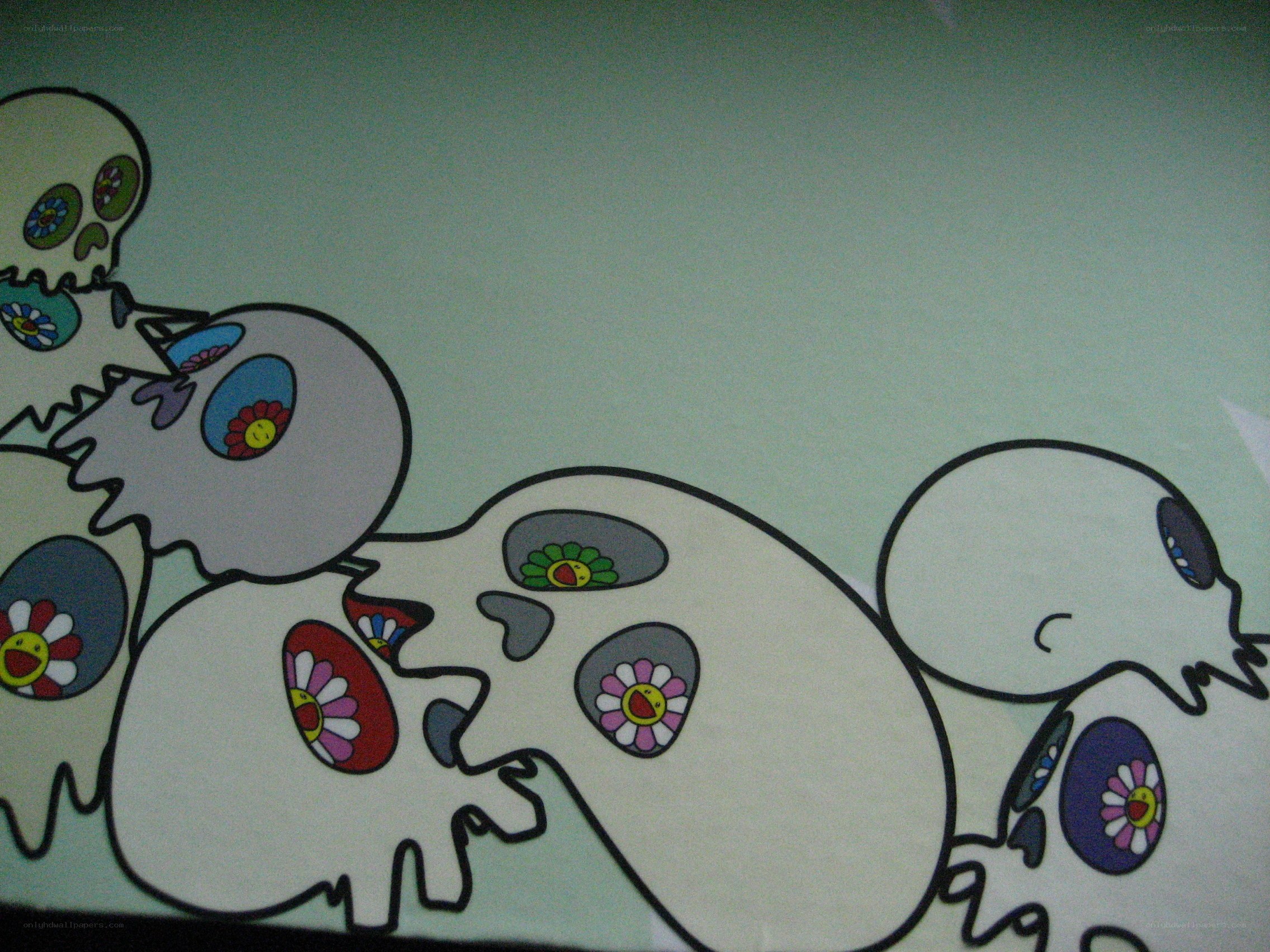 skulls with floral eyes