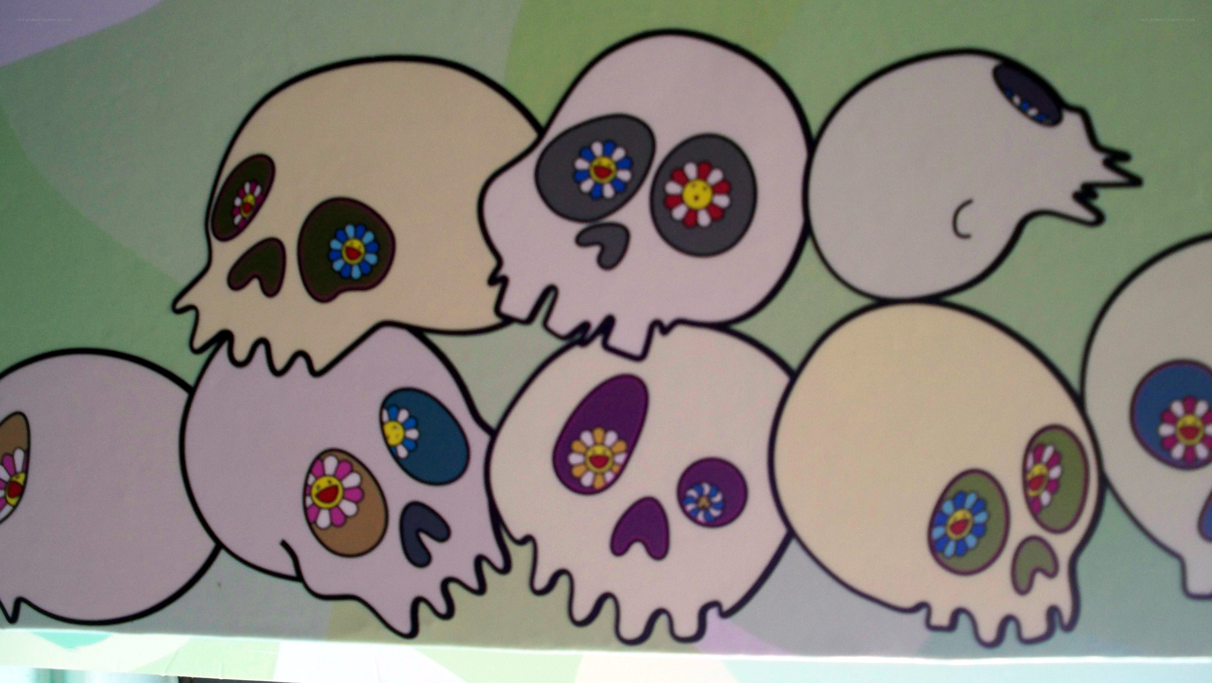 skulls with flower eyes